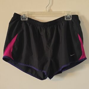 Nike Women's Black Shorts with Pink and Purple Accents